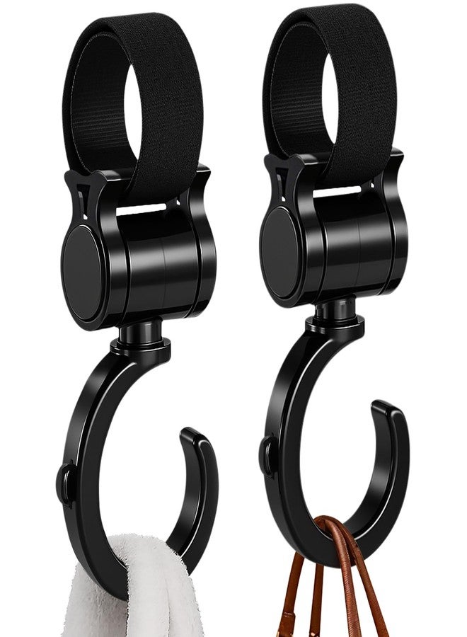 Kivan Base 2 Pack Universal Walker Hooks, 360° Rotating Stroller Clips for Diaper Bags, Wheelchairs, Rollators, Walkers, Shopping Carts & Car Backseats – Heavy Duty Multi-Purpose Hooks, Black - Image 1